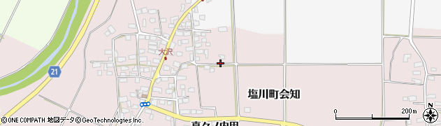 福島県喜多方市塩川町会知（御伊勢宮甲）周辺の地図