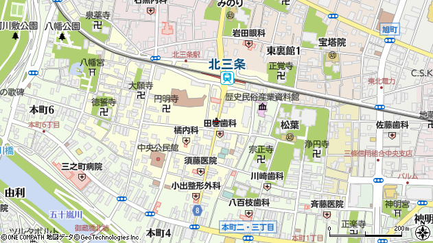 〒955-0072 新潟県三条市元町の地図
