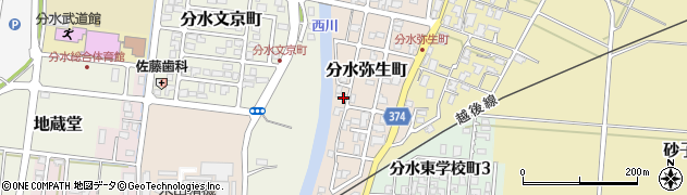 新潟県燕市分水弥生町周辺の地図
