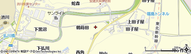 福島県二本松市渋川（鶴蒔田）周辺の地図