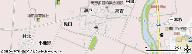 福島県喜多方市豊川町米室高吉周辺の地図