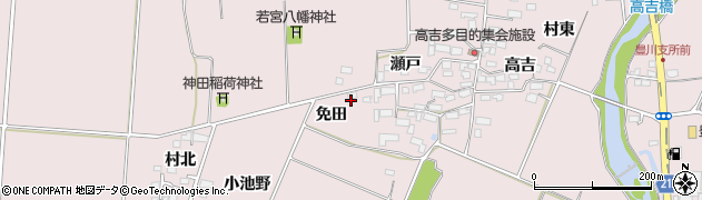 福島県喜多方市豊川町米室（免田）周辺の地図