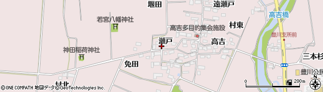 福島県喜多方市豊川町米室瀬戸周辺の地図