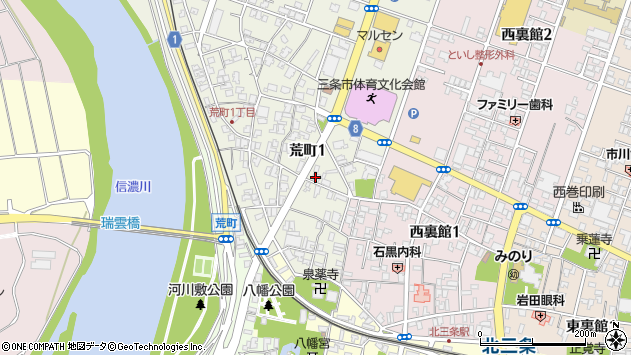 〒955-0083 新潟県三条市荒町の地図