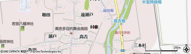福島県喜多方市豊川町米室村東周辺の地図
