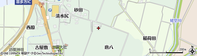 福島県喜多方市関柴町西勝（唐八）周辺の地図
