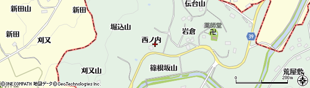 福島県二本松市下川崎西ノ内周辺の地図