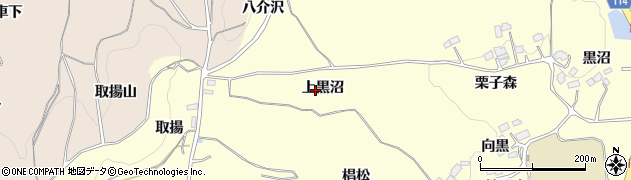 福島県二本松市渋川上黒沼周辺の地図