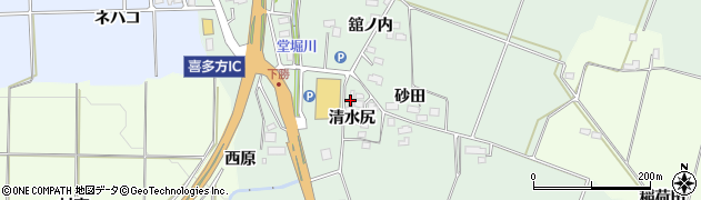福島県喜多方市関柴町西勝（清水尻）周辺の地図