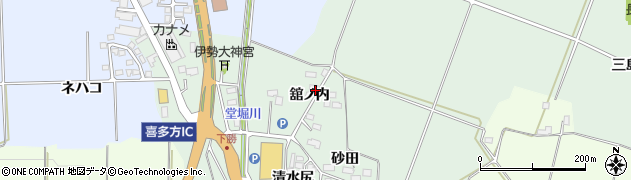 福島県喜多方市関柴町西勝（舘ノ内）周辺の地図