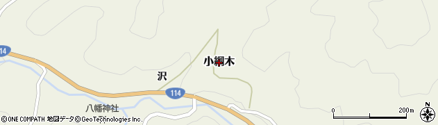 福島県川俣町（伊達郡）小綱木周辺の地図