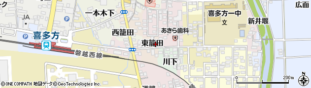 福島県喜多方市東籠田周辺の地図