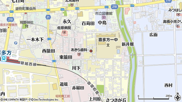 〒966-0835 福島県喜多方市行作の地図