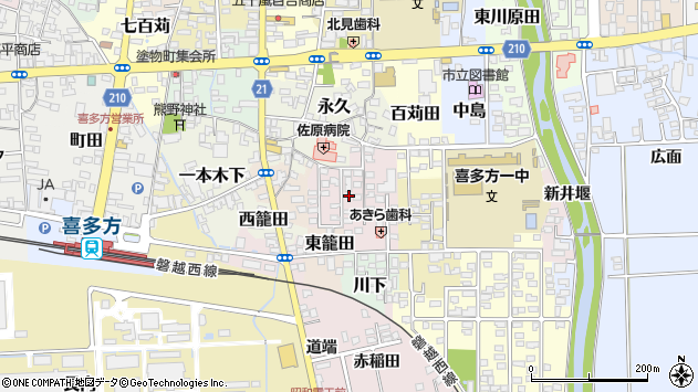 〒966-0836 福島県喜多方市大坪の地図