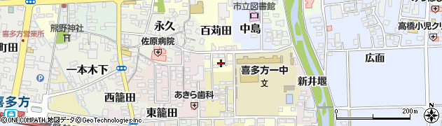 福島県喜多方市谷地田上周辺の地図