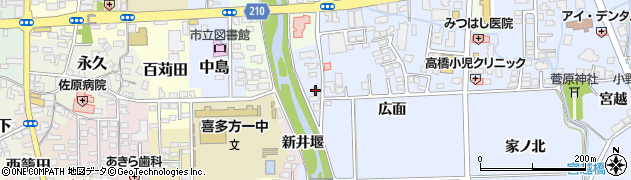 福島県喜多方市関柴町上高額新井堰845周辺の地図