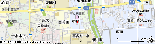 福島県喜多方市中島周辺の地図