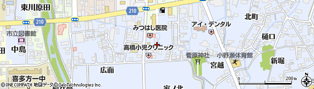 福島県喜多方市関柴町上高額（境田）周辺の地図