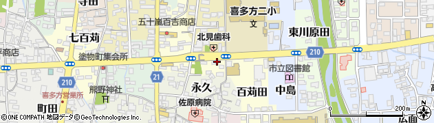 福島県喜多方市小田周辺の地図