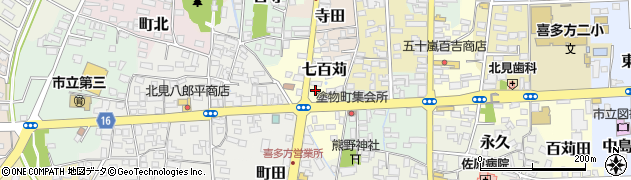 福島県喜多方市七百苅周辺の地図