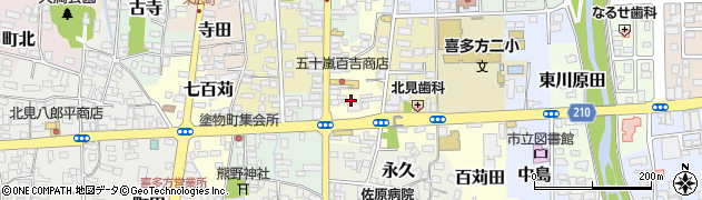 福島県喜多方市大道田周辺の地図