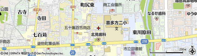 福島県喜多方市御清水南周辺の地図