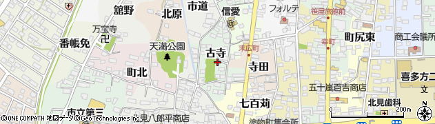 福島県喜多方市古寺周辺の地図