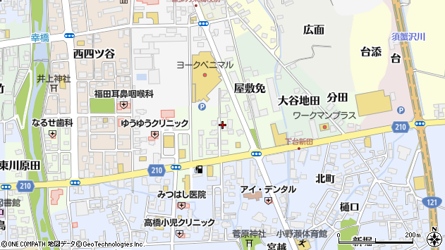 〒966-0056 福島県喜多方市屋敷免の地図