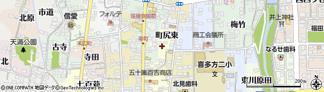 福島県喜多方市町尻東周辺の地図