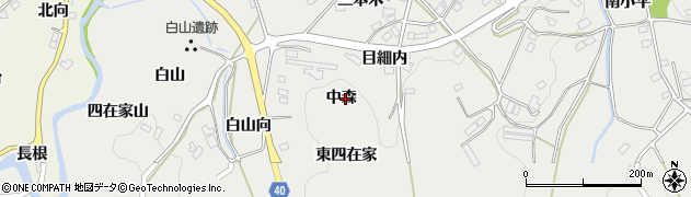 福島県福島市飯野町（中森）周辺の地図