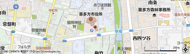 喜多方市役所市民部　環境課・原発事故対策室周辺の地図