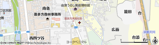 福島県喜多方市四百苅周辺の地図