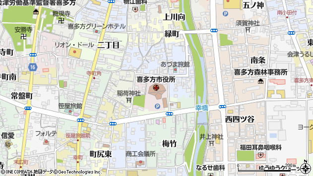 〒966-0000 福島県喜多方市（以下に掲載がない場合）の地図