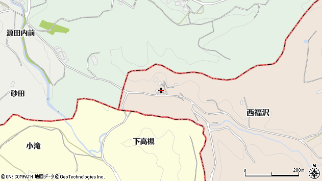 〒960-1404 福島県伊達郡川俣町西福沢の地図