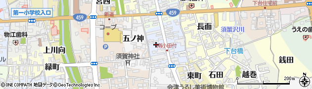 福島県喜多方市南町周辺の地図