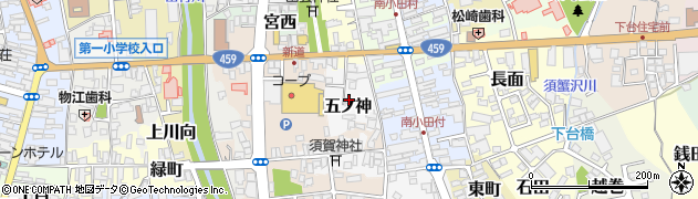 福島県喜多方市五ノ神周辺の地図