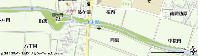 福島県福島市松川町向裏周辺の地図