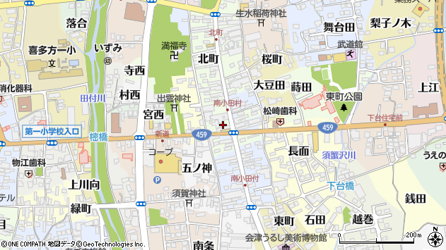 〒966-0073 福島県喜多方市中町の地図