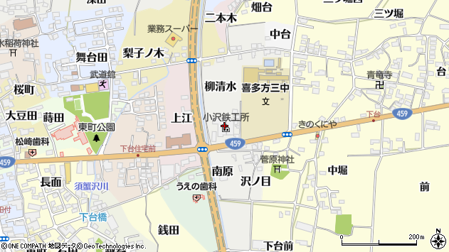 〒966-0036 福島県喜多方市柳清水の地図