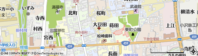 福島県喜多方市大豆田周辺の地図
