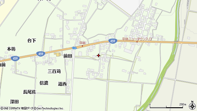 〒966-0016 福島県喜多方市関柴町平林の地図