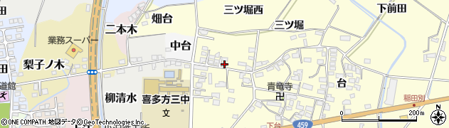 福島県喜多方市岩月町橿野三ツ堀西1341周辺の地図