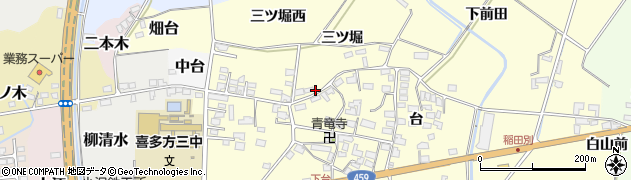 福島県喜多方市岩月町橿野三ツ堀1331周辺の地図