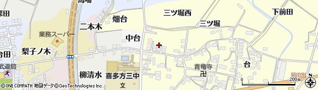 福島県喜多方市岩月町橿野三ツ堀西1387周辺の地図