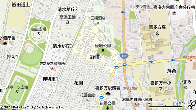 〒966-0892 福島県喜多方市経壇の地図