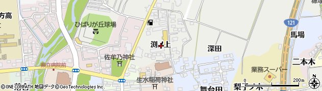 福島県喜多方市岩月町喜多方渕ノ上周辺の地図