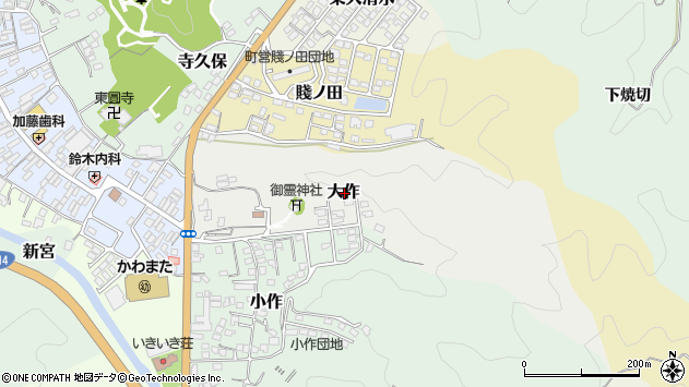 〒960-1435 福島県伊達郡川俣町大作の地図