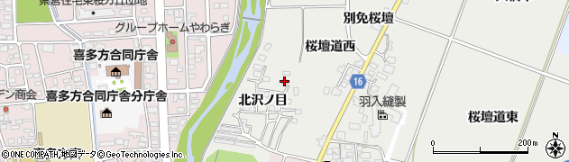 福島県喜多方市岩月町喜多方北沢ノ目周辺の地図