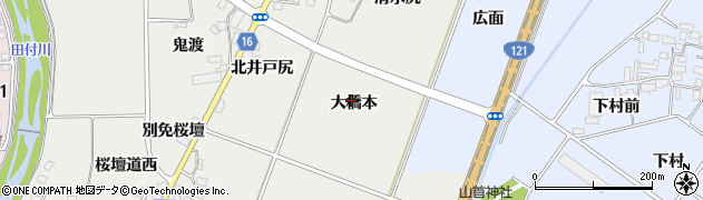 福島県喜多方市岩月町喜多方（大橋本）周辺の地図