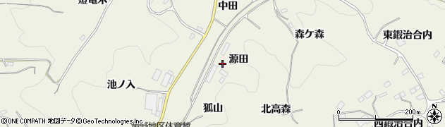 福島県福島市飯野町明治源田周辺の地図
